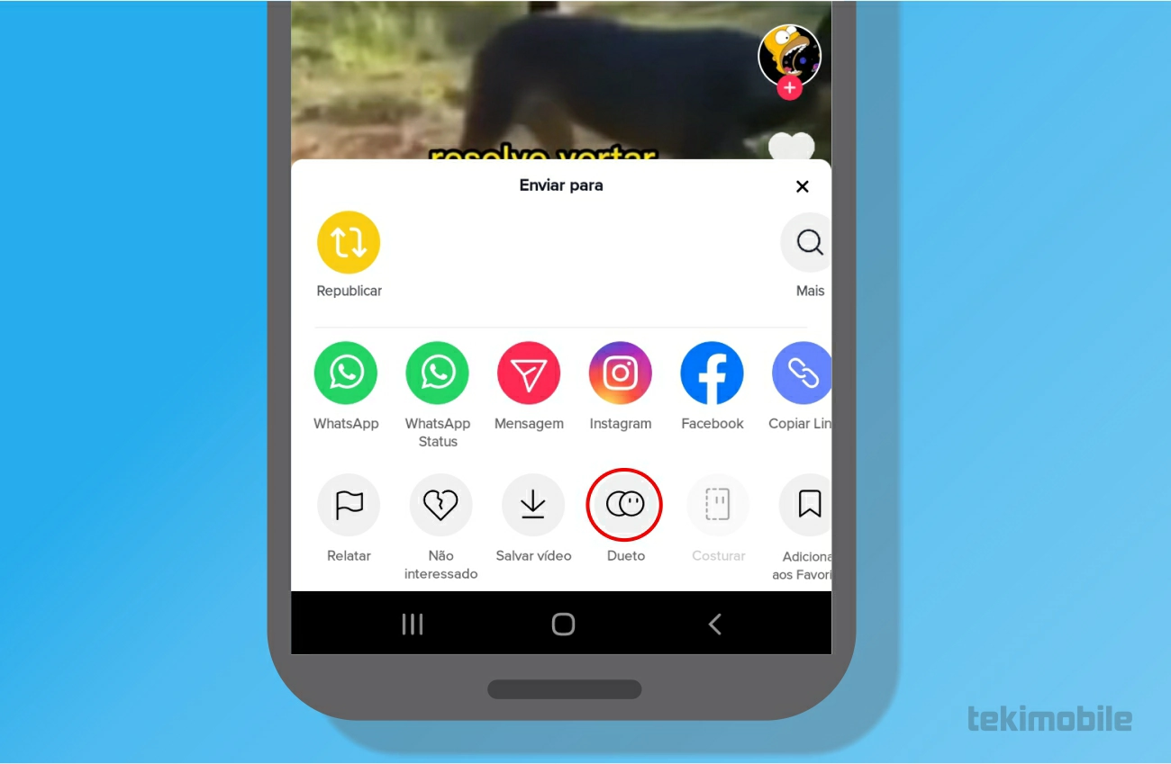 Selecione dueto - Como fazer dueto no TikTok