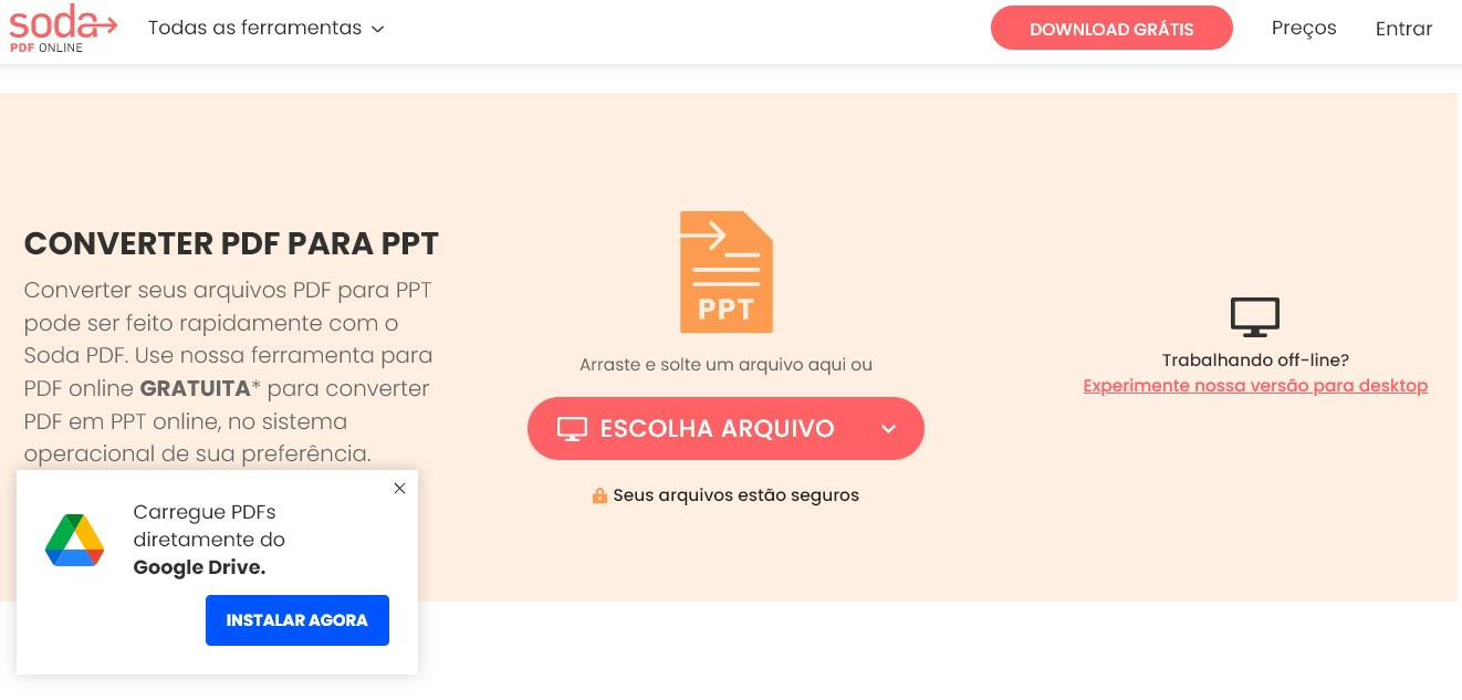 Soda PDF - Converter um arquivo em PDF para Powerpoint