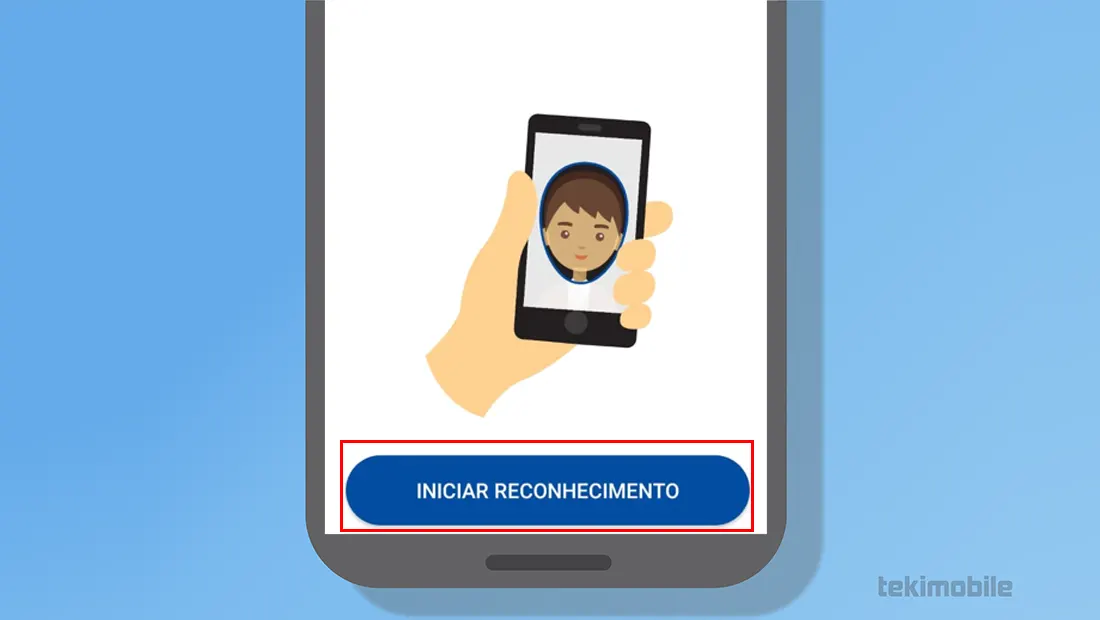 Toque em Iniciar Reconhecimento para fazer a confirmação da identidade