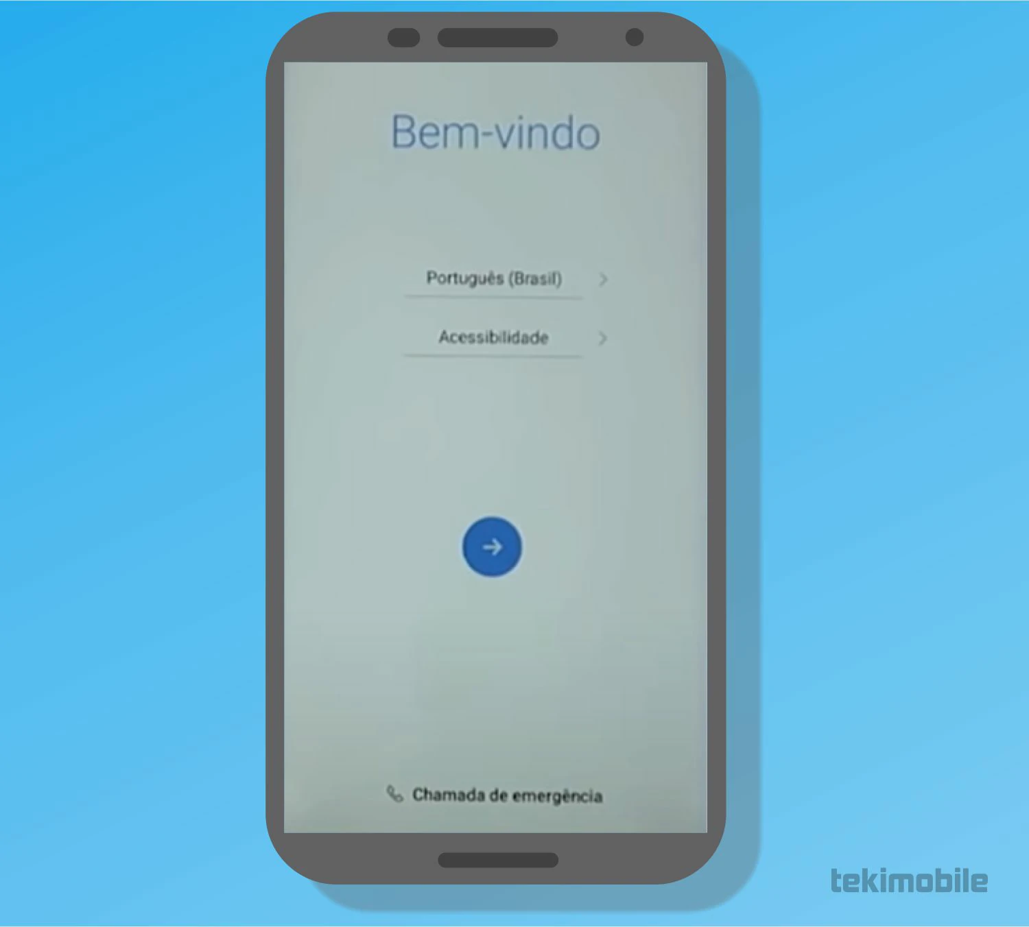Toque no botão para prosseguir com o processo de configuração do seu dipositivo - Como restaurar backup do Google Drive