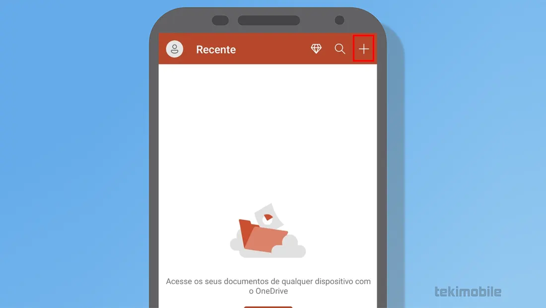 Toque no ícone de mais no aplicativo
