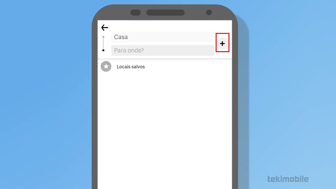 Toque no ícone de mais para adicionar mais endereços