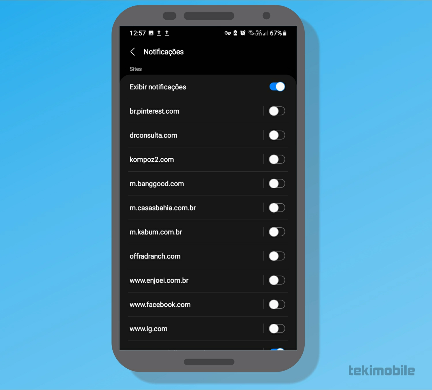 Toque no interruptor para desativar as notificações - Como bloquear notificações do Chrome