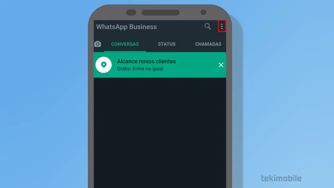 Toque nos três pontos no canto superior direito