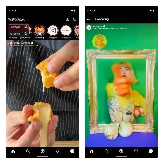 Toque sobre Instagram no canto superior a esquerda da tela para exibir seu Seguidores - Como ativar feed cronológico do Instagram