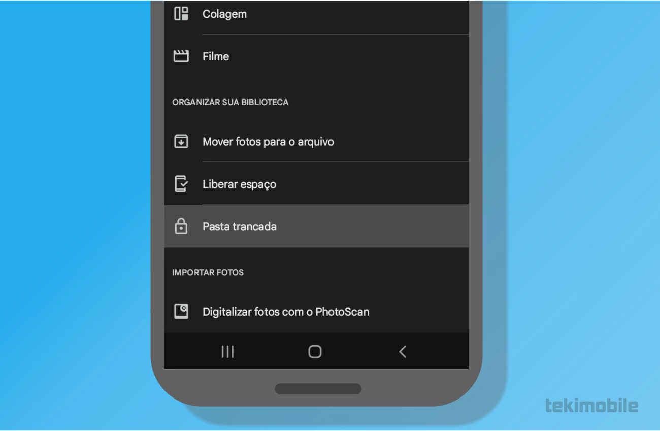 Toque sobre a Pasta trancada para ver se a mesma funciona - Como colocar senha no Google Fotos