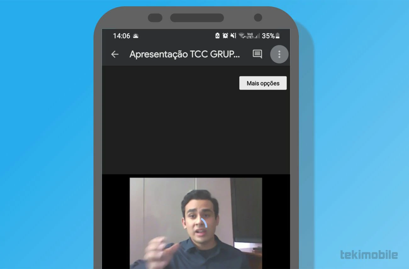 Toque sobre o ícone indicado na imagem acima para exibir o menu de mais opções do vídeo que você gostaria de baixar - Como baixar vídeo do Google Drive