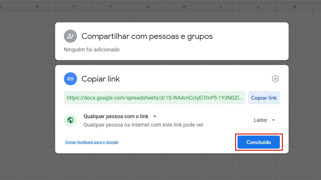 Vá em Concluido para finalizar