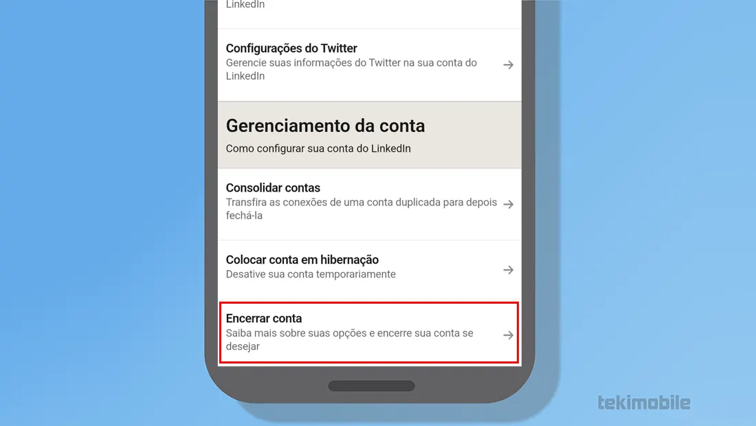 Vá em Encerrar conta no final da página