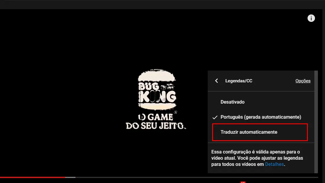Vá em Traduzir automaticamente