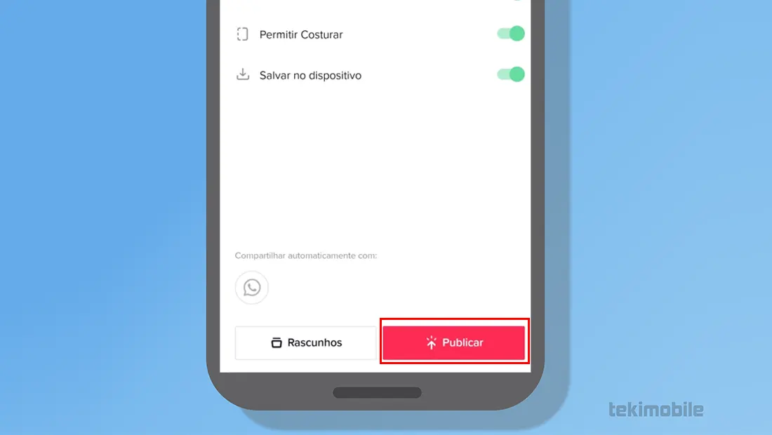 Vá em publicar para finalizar o processo