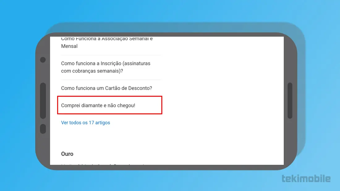 Vá na pergunta exibida na imagem