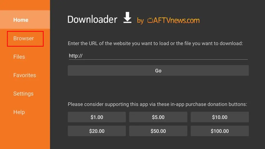Vá no Browser para buscar o APK do aplicativo