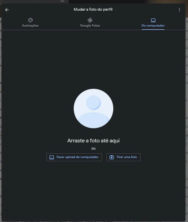 Você pode escolher uma nova foto do seu perfil no computador, Google Fotos ou de ilustrações - Como mudar a foto de perfil do Google