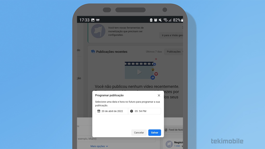 Adicione a data e hora que você quiser