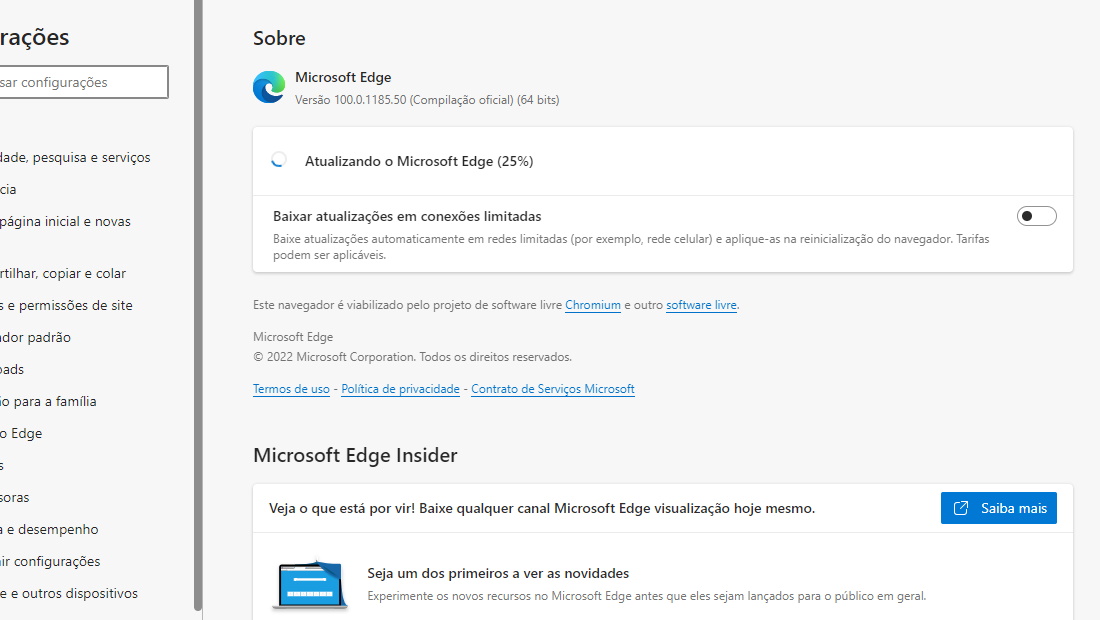 Aprenda como atualizar o Microsoft Edge