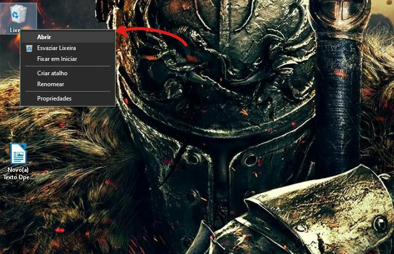 Clique em Abrir - Como restaurar arquivos deletados do Windows [Lixeira]