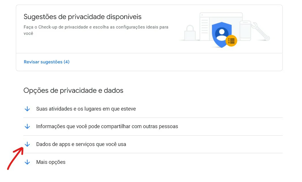 Clique em Dados - Como baixar e-mails do Gmail para o PC