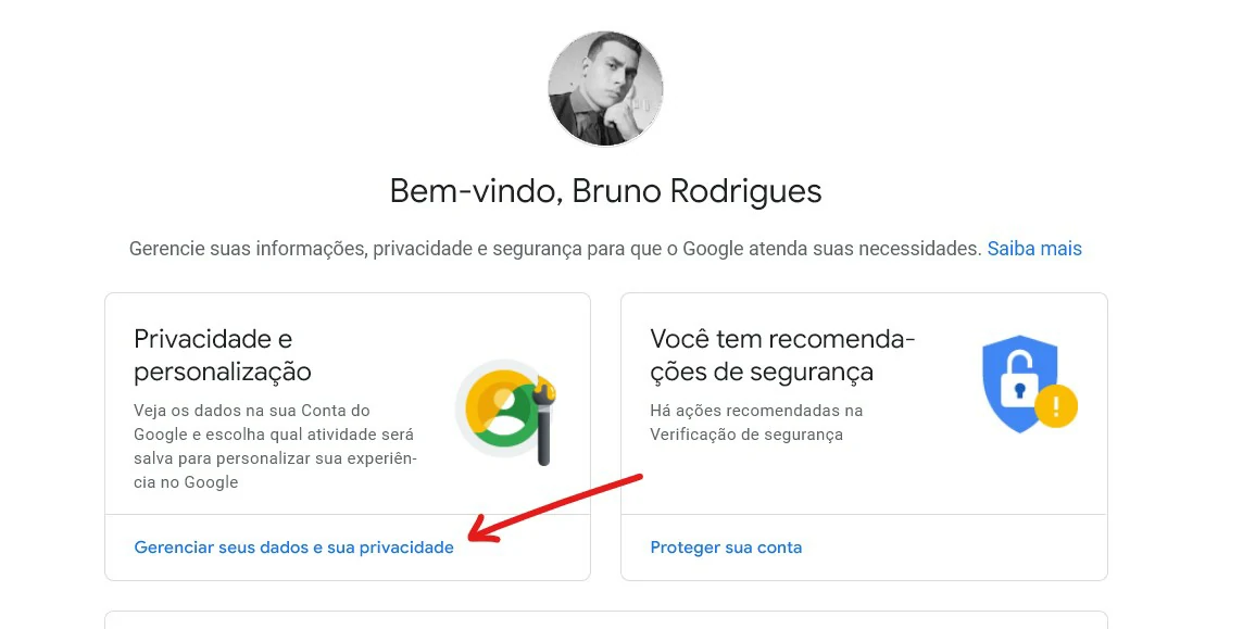 Clique em Gerenciar - Como baixar e-mails do Gmail para o PC