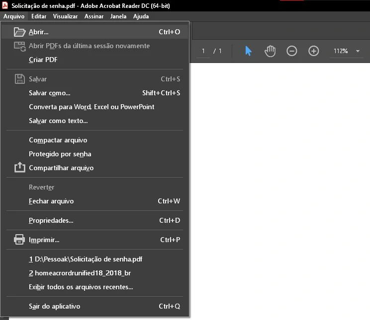 Clique em arqivo - Como assinar PDF com certificado digital