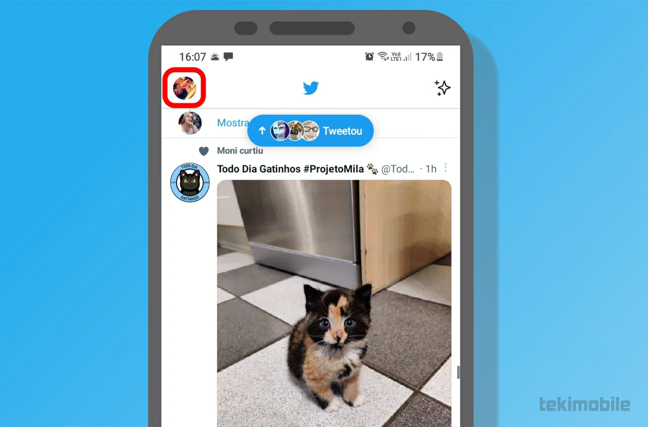 Clique na sua foto de perfil - Como trancar o Twitter