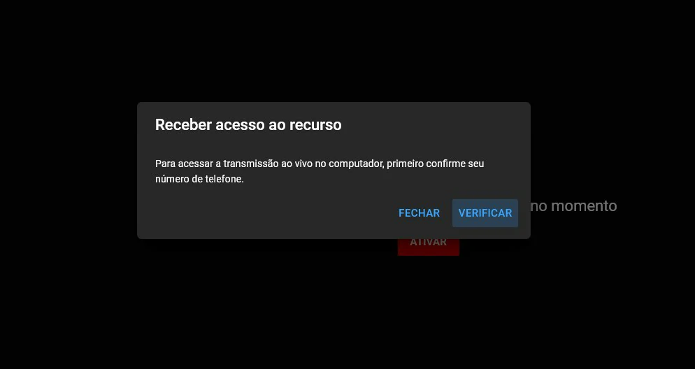 Clique no botão Verificar - Como fazer live no YouTube
