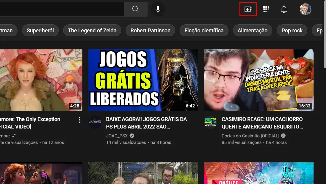 Clique no ícone da câmera localizado no canto superior direito
