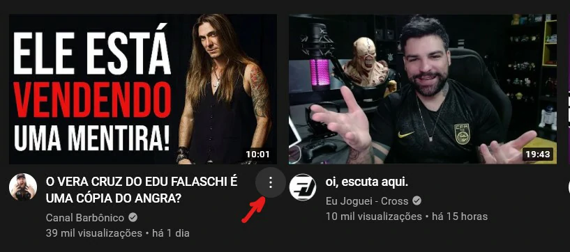 Clique sobre os três pontos para revelar um menu de mais opções - Como bloquear vídeos no YouTube