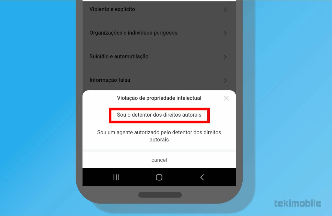 Confirme que você é detentor dos direitos autorais do vídeo - Como apagar vídeo do Kwai