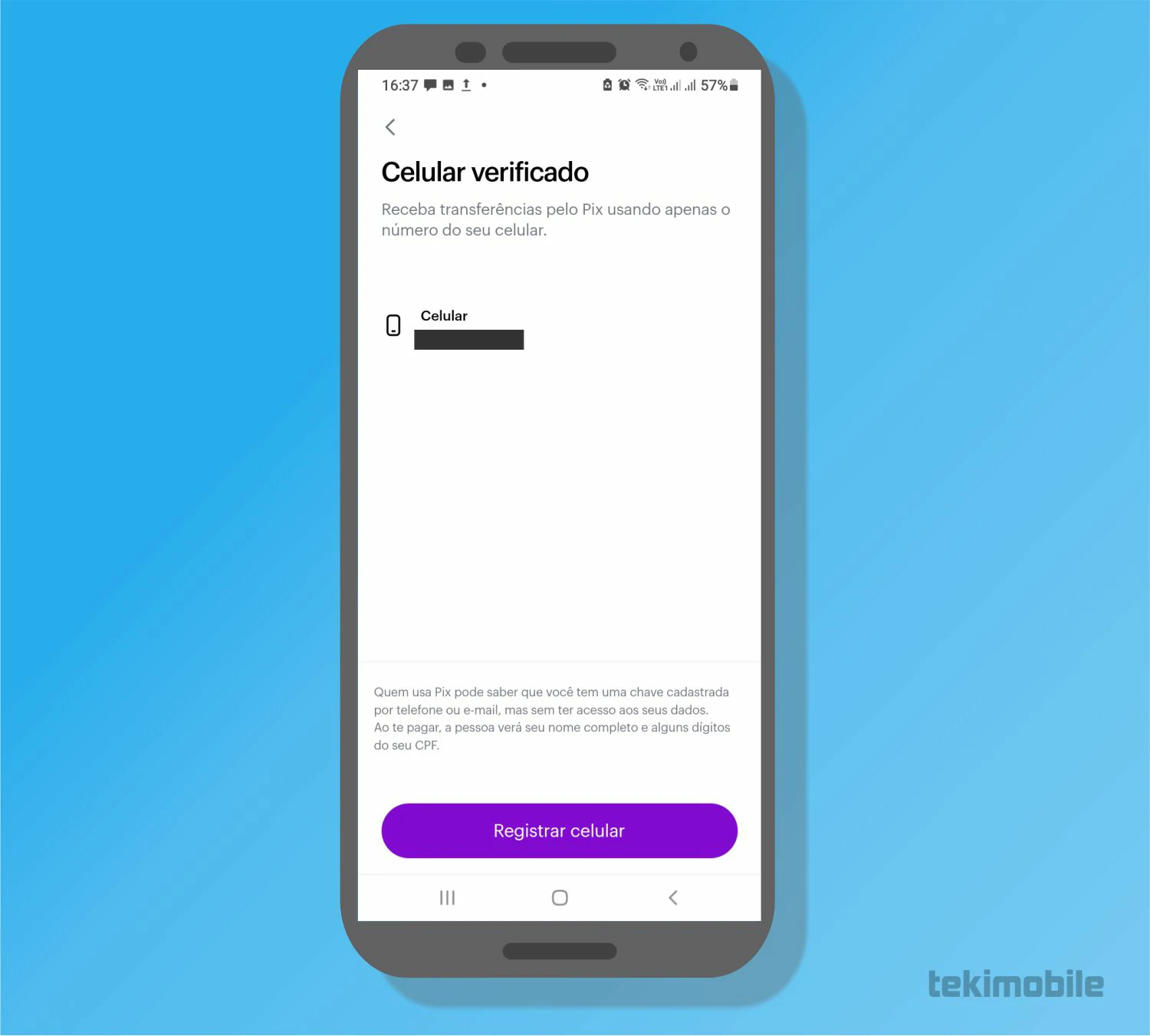Confirme sua nova chave - Como fazer Pix pelo Nubank