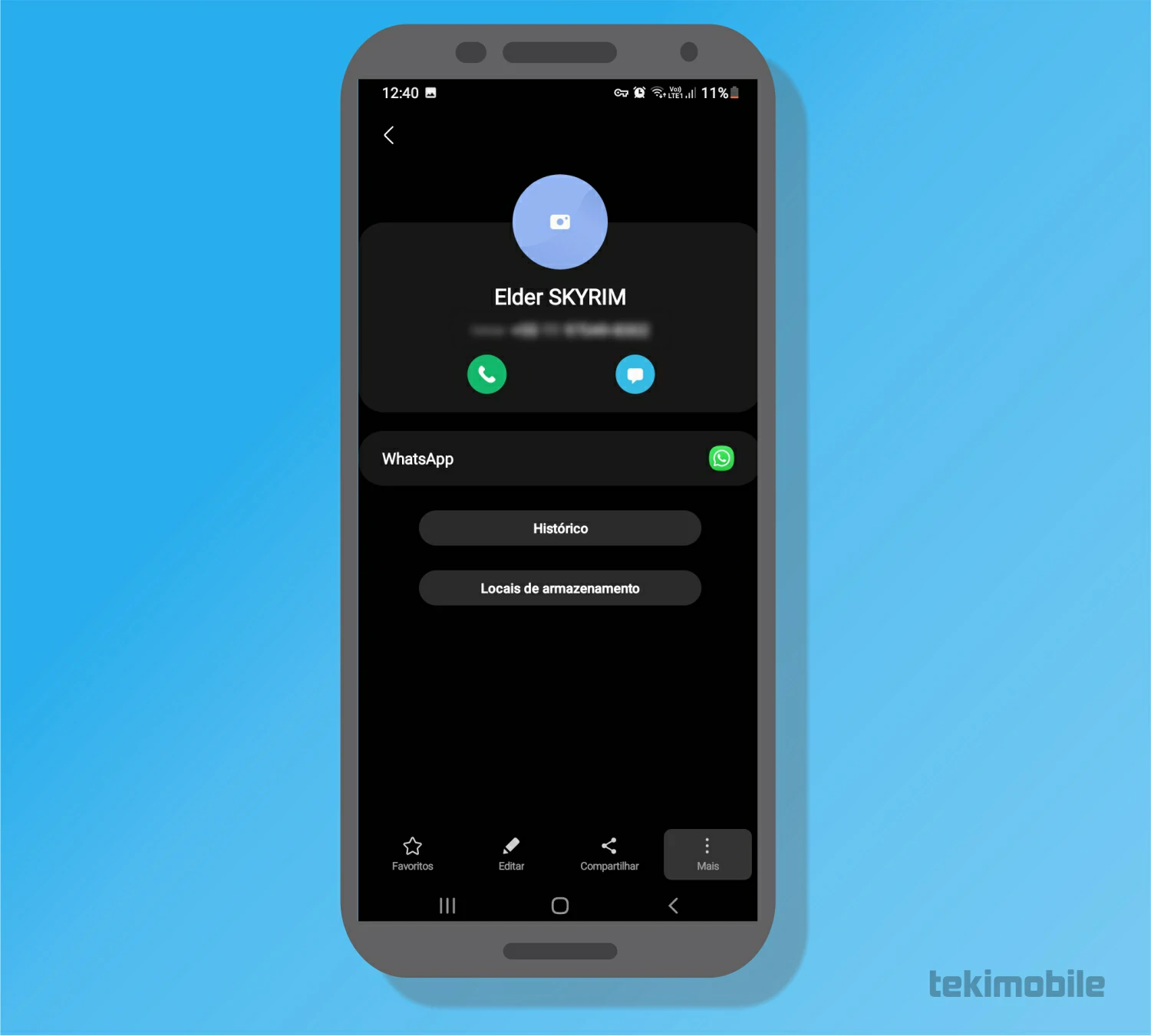 Dados do contato - Como deletar contato do WhatsApp