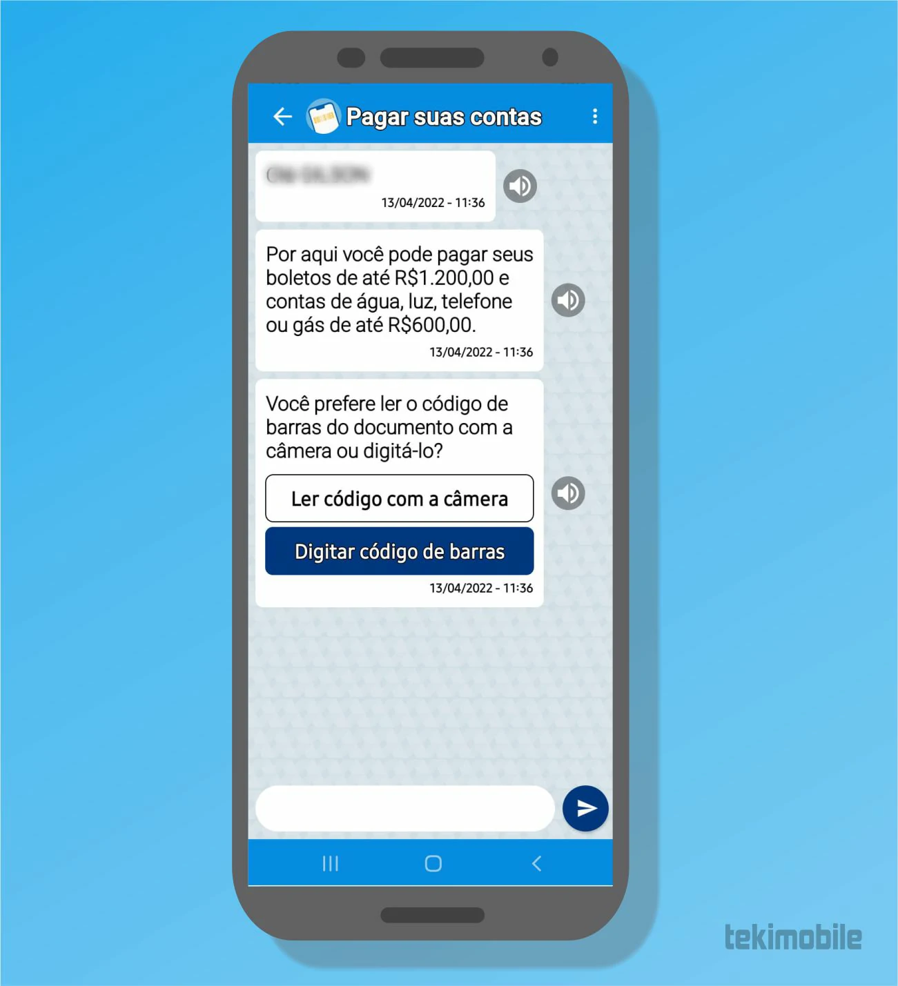 Digite o código de barras - Como transferir o dinheiro do Caixa Tem