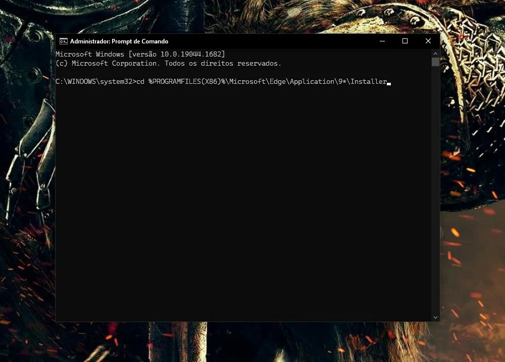 Digite o comando - como desinstalar microsoft edge