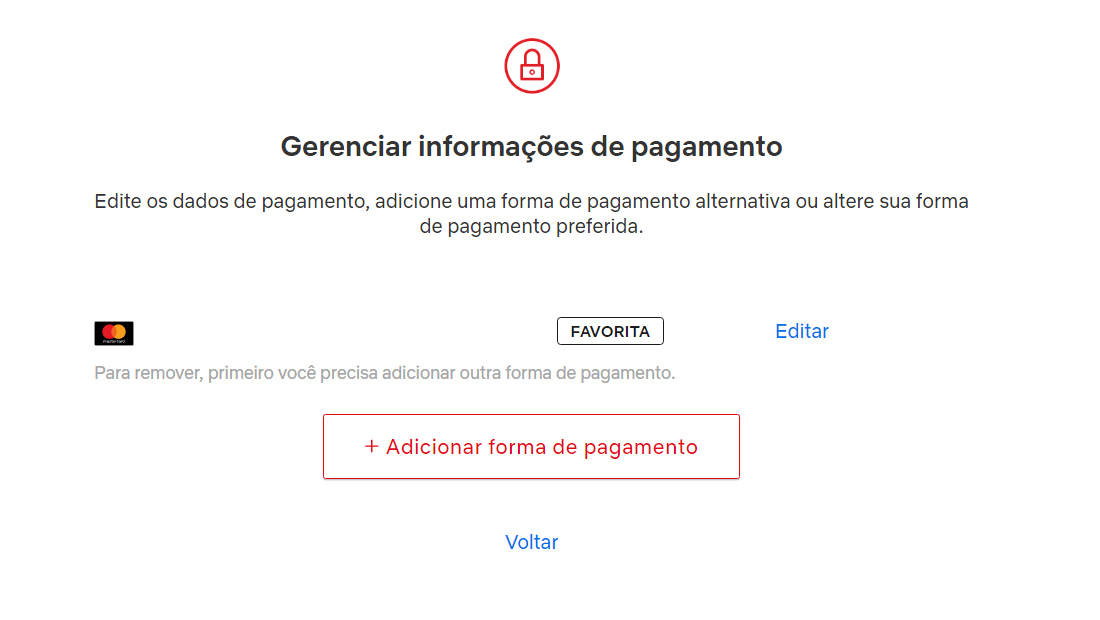 Edite, adicione, apague, faça o que quiser com sua forma de pagamento