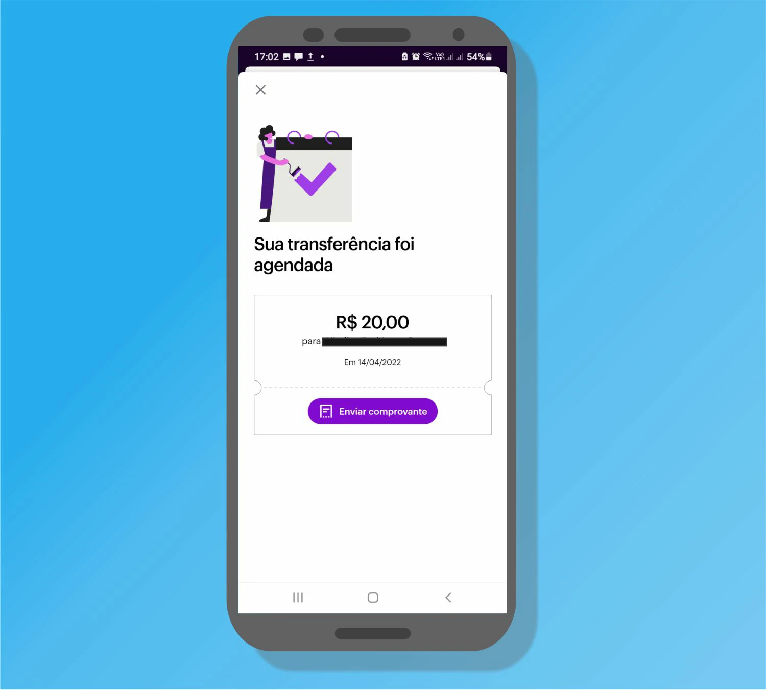Envie um comprovante se quiser - Como fazer Pix pelo Nubank