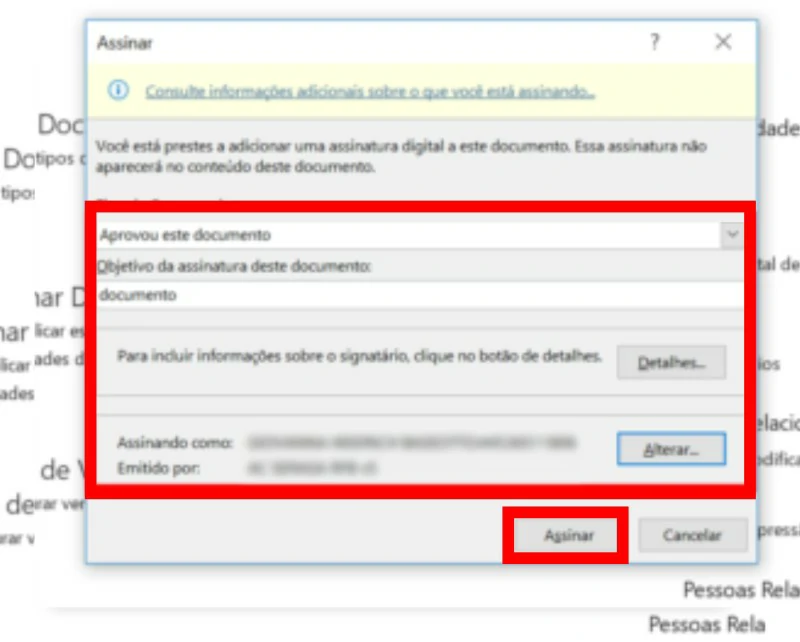 Logo após clique em Assinar - Como assinar PDF com certificado digital