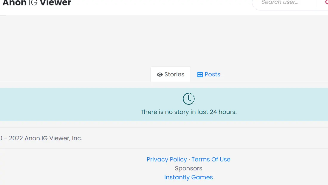 Mensagem será exibida se não houver stories