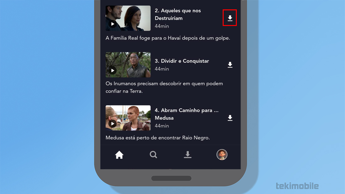 O ícone de download é localizado no canto direito