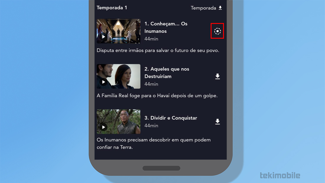 O ícone de download será substituido por outro