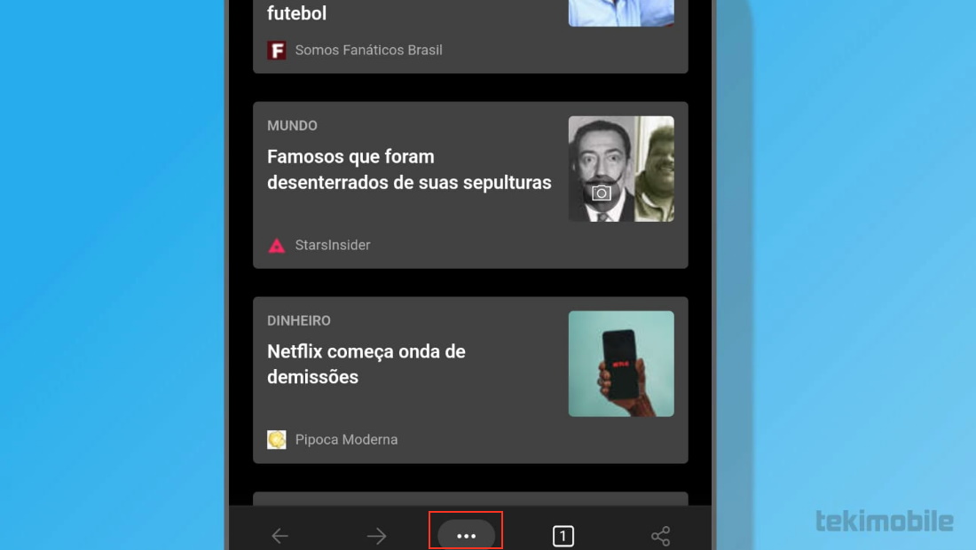Os pontos ficam localizados abaixo