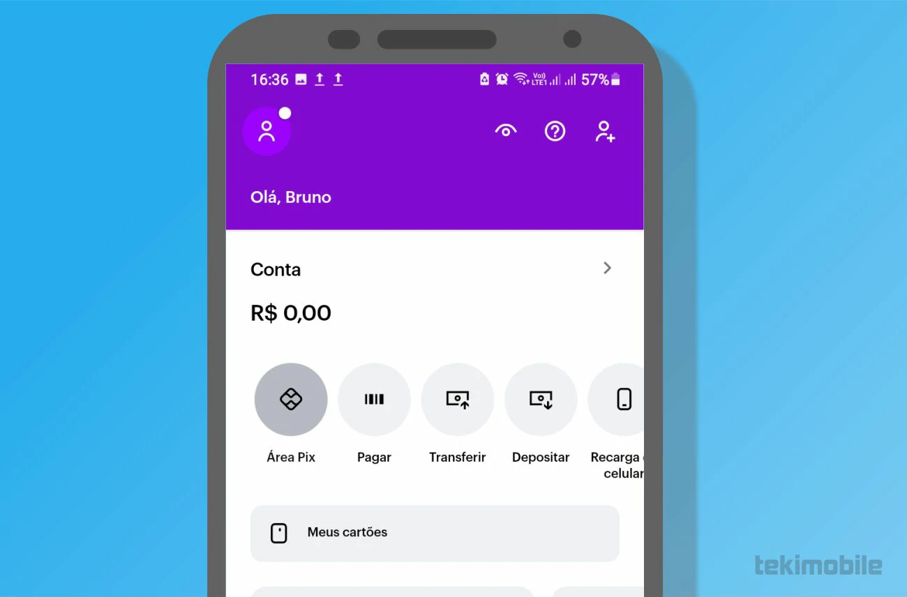 Selecione Área Pix - Como fazer Pix pelo Nubank