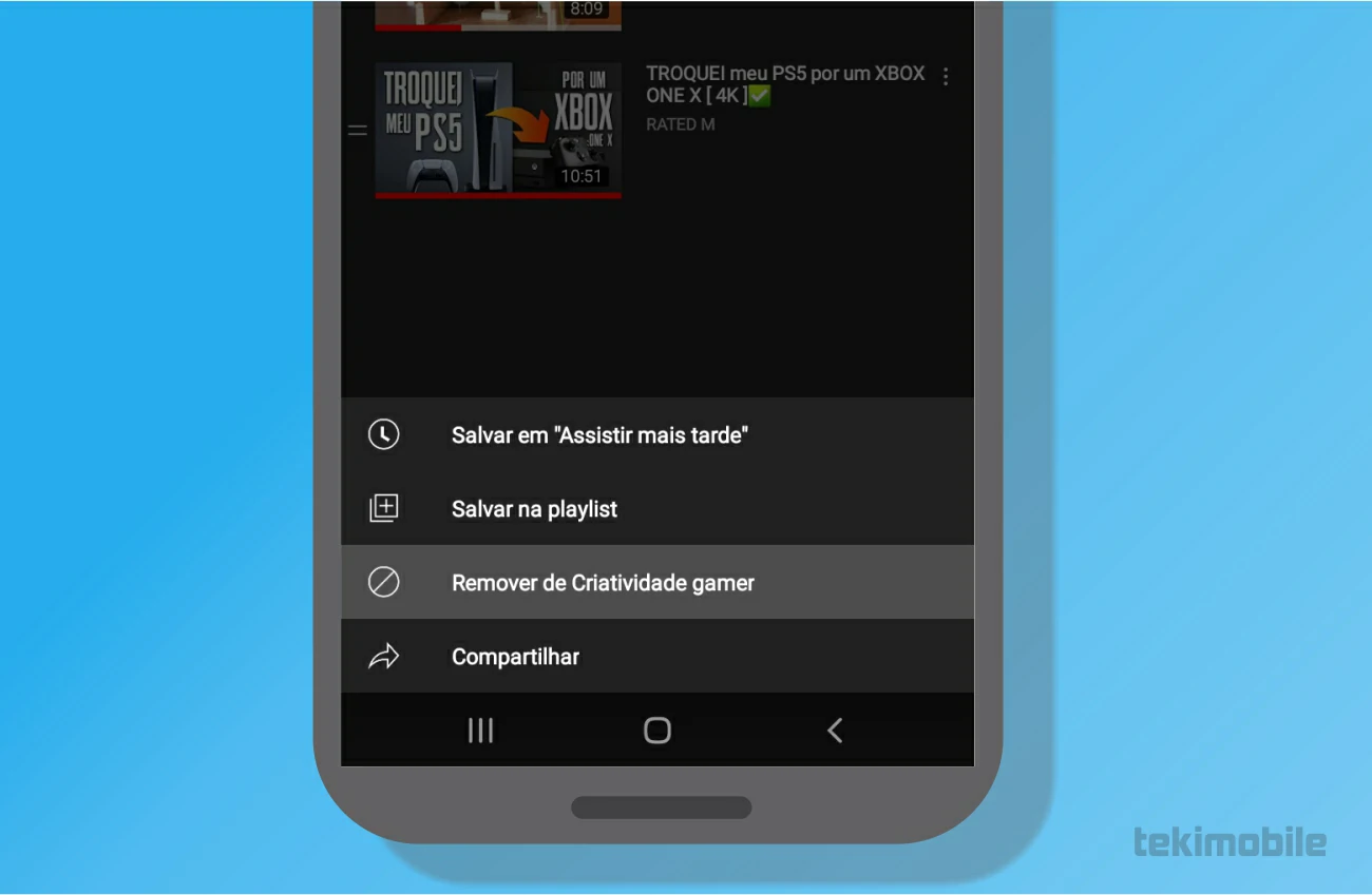 Selecione Remover no menu - Como deletar uma playlist do YouTube