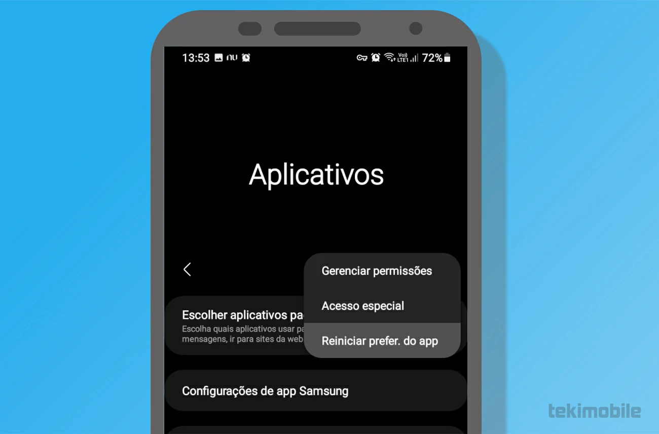 Selecione a opção de redefinição - Como mudar apps padrão no Android