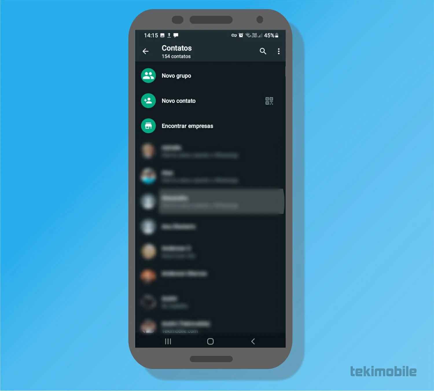 Selecione o contato - Como ver os números bloqueados no WhatsApp