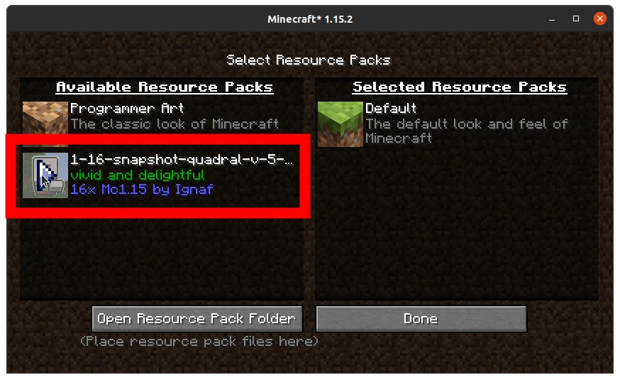 Selecione o pacote de texturas - Como colocar textura no Minecraft