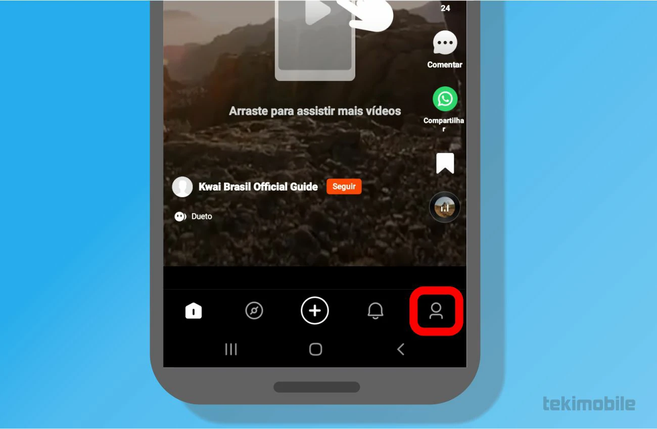Selecione seu perfil no canto inferior a direita da tela - como mudar ID do Kwai
