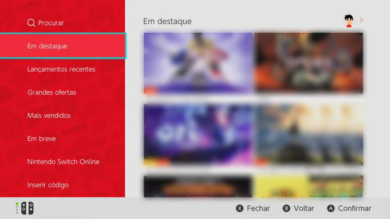 Selecione um jogo - Como comprar jogos nintendo switch