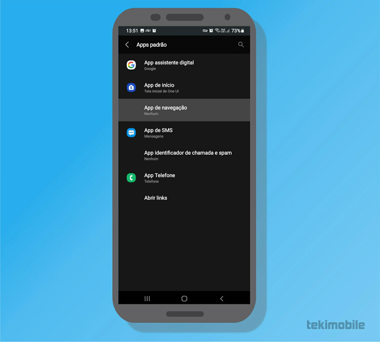 Selecione uma opção - Como mudar apps padrão no Android