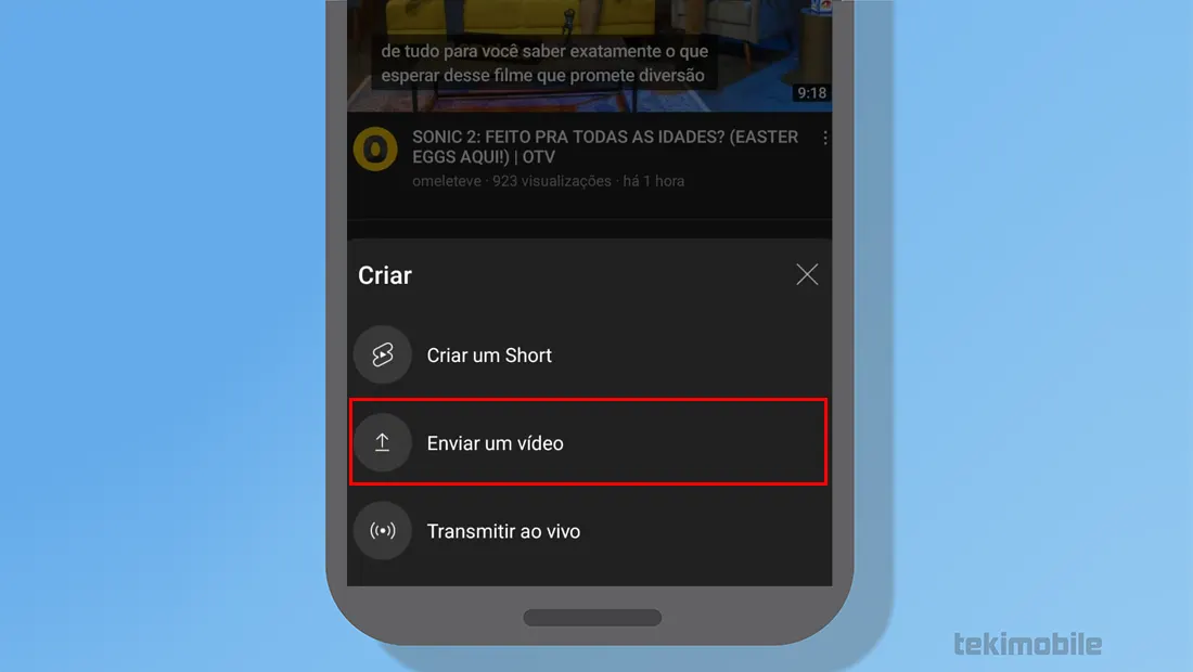 Toque em Enviar um vídeo
