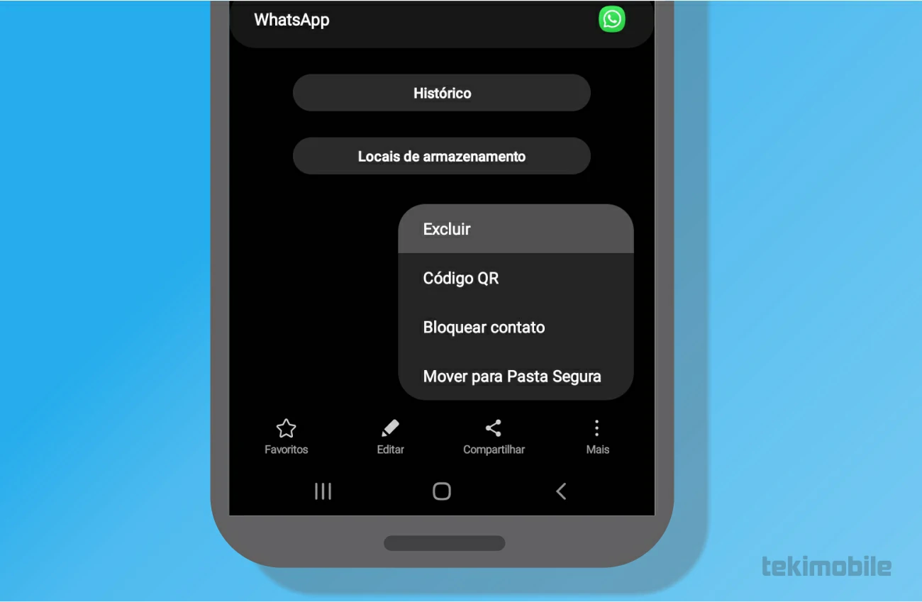 Toque em Excluir - Como deletar contato do WhatsApp